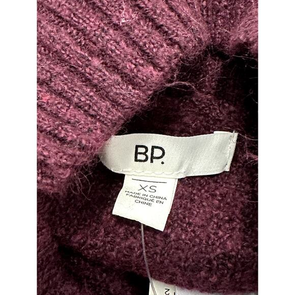 BP Ribbed Sweater Mock Neckline Long Sleeves Rich Burgundy Purple Women's XS NWT - Picture 9 of 10